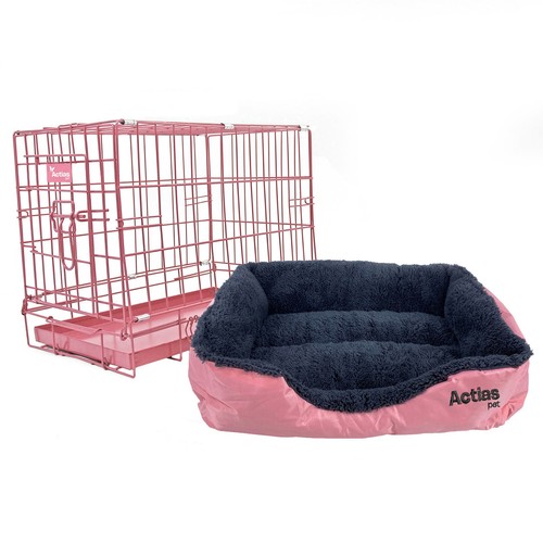 Pink dog cage with - dog,