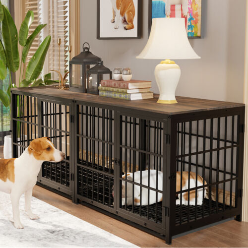 Xxl large wood dog crate - wood, end